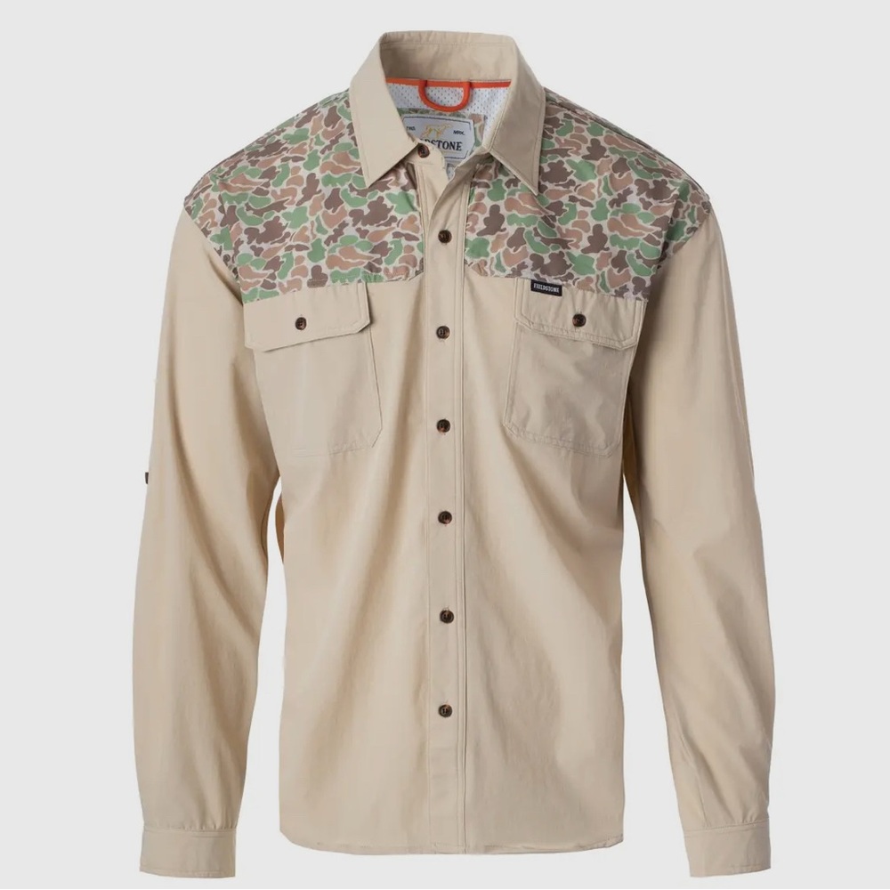 Fieldstone button up boys camouflage fishing shirt camo